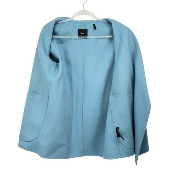 Theory Cashmere Wool Blue Jacket Coat Open Shawl Sileena Winsome 2 SZ M Women's - Picture 9 of 12
